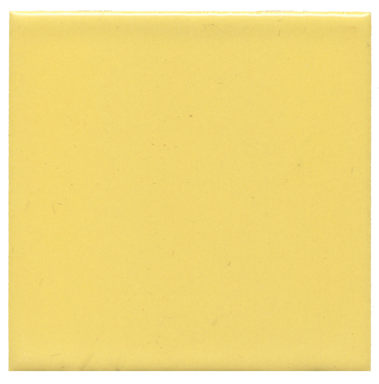 A single yellow ceramic tile with a opaque gloss  finish.